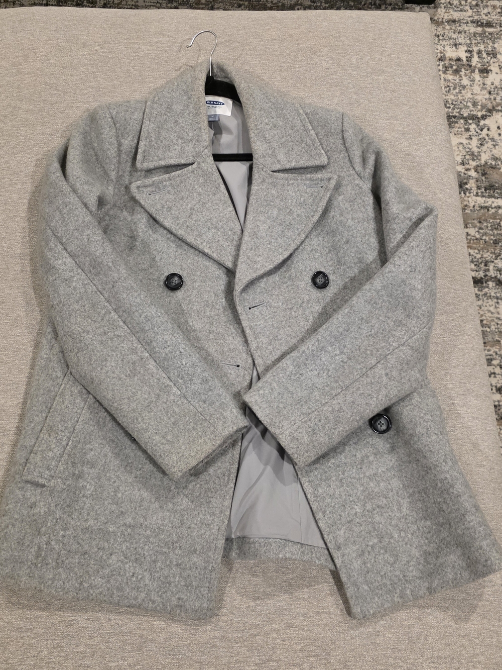 Men's Gray Wool Blend Double-Breasted Peacoat